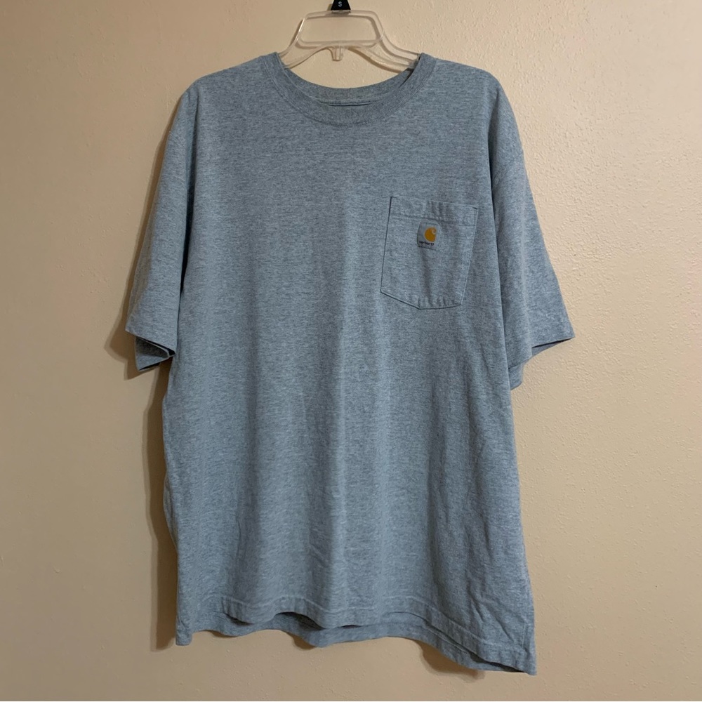 Carhartt K87 Mens XL Loose Fit Heavyweight Gray Pocket Short Sleeve T Shirt